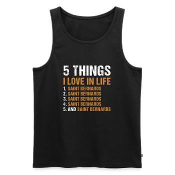 5 choses que j’aime dans la vie Saint-Bernard - Débardeur bio Premium Homme - noir - Devant - Michal (187cm)