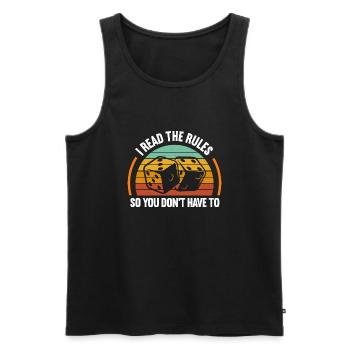 I read the rules so you don't have to - Männer Premium Bio Tank Top - Schwarz - Vorne - AI Model Male 178 light (178cm)