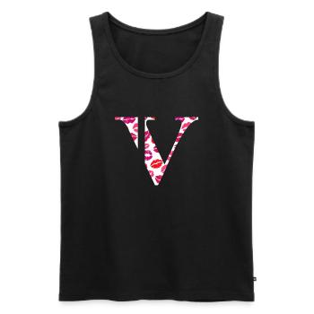 Lettre v bisous - Débardeur bio Premium Homme - noir - Devant - AI Model Male 178 light (178cm)