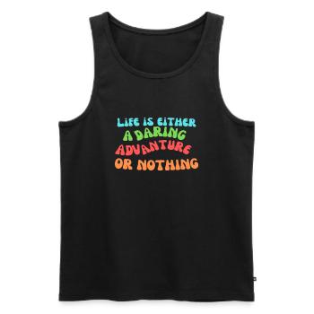 Life Is An Advanture - Men's Premium Organic Tank Top - black - Front - AI Model Male 178 light (178cm)