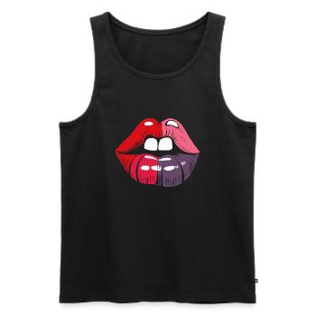 LIPS - Men's Premium Organic Tank Top - black - Front - AI Model Male 178 light (178cm)