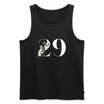 Numéro 29 floral vert - 29e anniversaire floral - Débardeur bio Premium Homme - noir - Devant - AI Model Male 178 light (178cm)