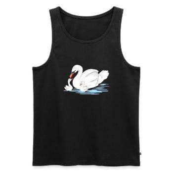 White swan mom and her two babies - Men's Premium Organic Tank Top - black - Front - AI Model Male 178 light (178cm)