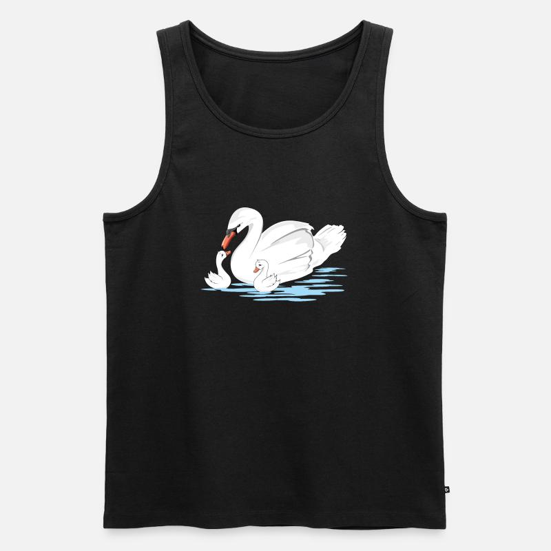 Weiße Schwanenmutter und ihre beiden Babys - Männer Premium Bio Tank Top - Schwarz