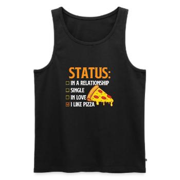 Statut de la relation J’aime la pizza - Food Lover - Débardeur bio Premium Homme - noir - Devant - AI Model Male 178 light (178cm)