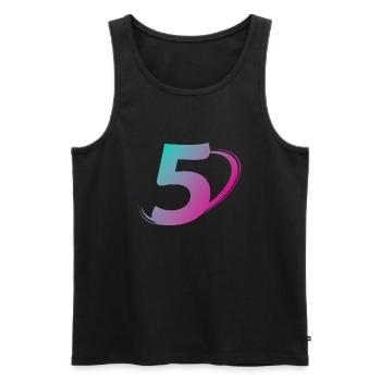 Number 5 multicolor - Men's Premium Organic Tank Top - black - Front - AI Model Male 178 light (178cm)