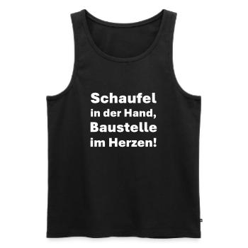 Schaufel in der Hand Baustelle im Herzen - Männer Premium Bio Tank Top - Schwarz - Vorne - Michal (187cm)