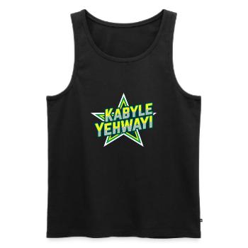 Kabyle Yehwayi (Kabyle Bien Fait, Je Le Veux) - Débardeur bio Premium Homme - noir - Devant - AI Model Male 178 light (178cm)