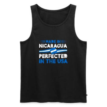 fabriqué au Nicaragua perfectionné aux États-Unis Design - Débardeur bio Premium Homme - noir - Devant - Michal (187cm)