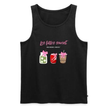 Les filles savent trois boissons toujours - drôles - Débardeur bio Premium Homme - noir - Devant - AI Model Male 178 light (178cm)