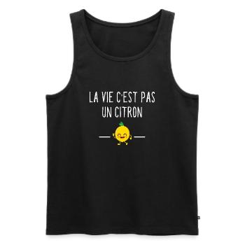 La vie c est pas un citron - Débardeur bio Premium Homme - noir - Devant - AI Model Male 178 light (178cm)
