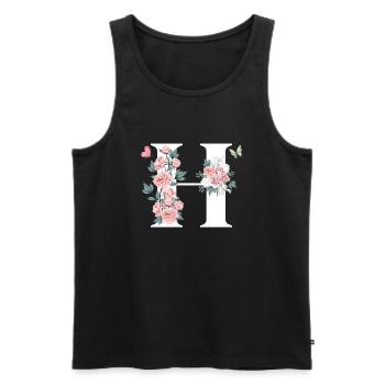 Letter h pink flowers - Men's Premium Organic Tank Top - black - Front - Michal (187cm)