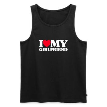 I Love My Girlfriend Couple Saint Valentin 2025 - Débardeur bio Premium Homme - noir - Devant - Michal (187cm)
