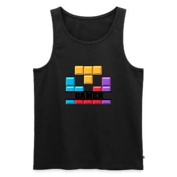 Spieler - Männer Premium Bio Tank Top - Schwarz - Vorne - AI Model Male 178 light (178cm)