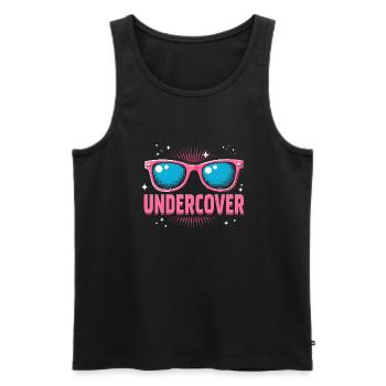 Undercover Speech - Funny Costume with Sun Bril - Men's Premium Organic Tank Top - black - Front - AI Model Male 178 light (178cm)