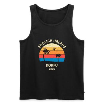 Korfu Urlaub 2025 Griechenland Reise - Männer Premium Bio Tank Top - Schwarz - Vorne - AI Model Male 178 light (178cm)