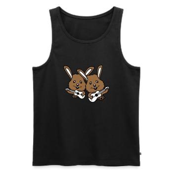 2 Bunnies Friends Team Play Guitar Music Band - Men's Premium Organic Tank Top - black - Front - AI Model Male 178 light (178cm)