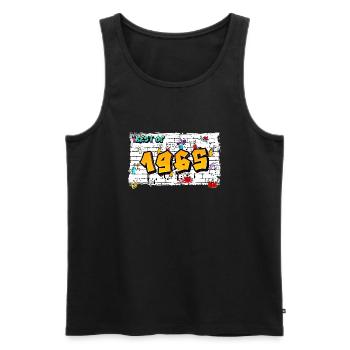 Iconic 1965 Graffiti – 60 Years of Timeless - Men's Premium Organic Tank Top - black - Front - Michal (187cm)