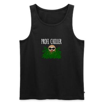 Profi Chiller Faultier Cannabis - Männer Premium Bio Tank Top - Schwarz - Vorne - Michal (187cm)