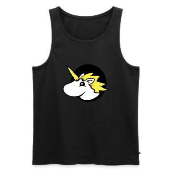 Licorne trou page drôle mignon dessin animé - Débardeur bio Premium Homme - noir - Devant - AI Model Male 178 light (178cm)