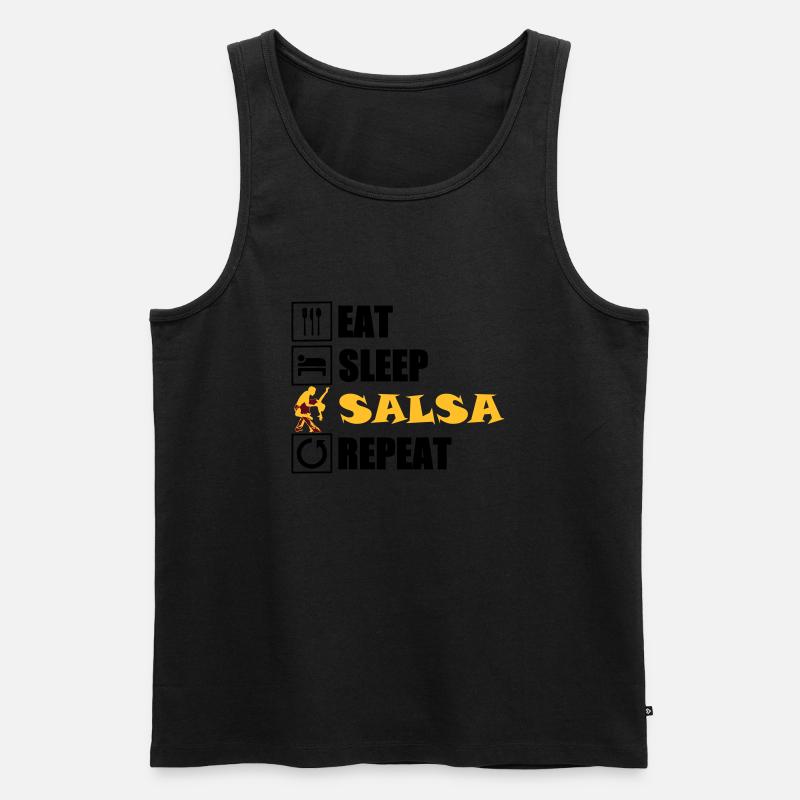 eat sleep SALSA repeat - Männer Premium Bio Tank Top - Schwarz