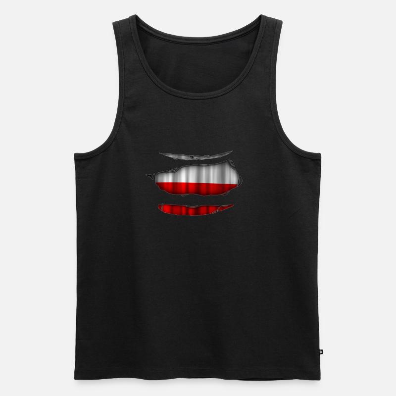 Pologne Drapeau Ripped 017 - Débardeur bio Premium Homme - noir