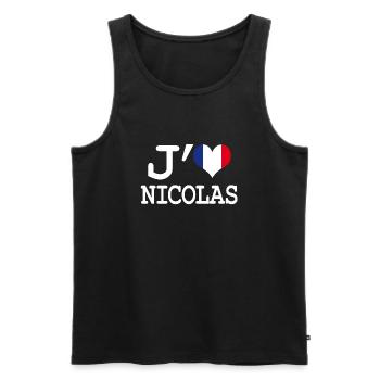 j'aime Nicolas - Débardeur bio Premium Homme - noir - Devant - Michal (187cm)