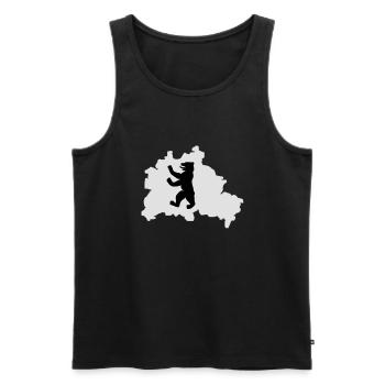 2 col - Berliner Bär Hauptstadt Bundestag - Männer Premium Bio Tank Top - Schwarz - Vorne - AI Model Male 178 light (178cm)