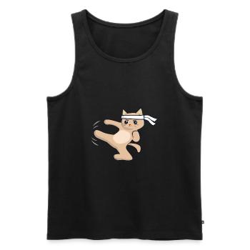 Chat de karaté / arts martiaux - Débardeur bio Premium Homme - noir - Devant - Michal (187cm)