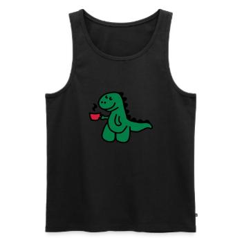 T-Rex liebt seinen Kaffee - Männer Premium Bio Tank Top - Schwarz - Vorne - Michal (187cm)