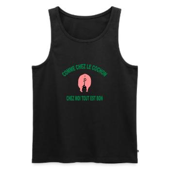 cochon - Débardeur bio Premium Homme - noir - Devant - Michal (187cm)