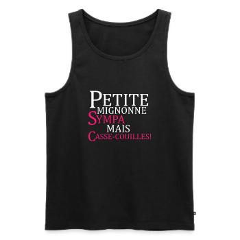 petite mignonne sympa mais casse-couilles! - Débardeur bio Premium Homme - noir - Devant - AI Model Male 178 light (178cm)
