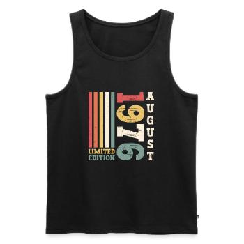 Edition Limitée Août 1976 46ème Anniversaire Hommes - Débardeur bio Premium Homme - noir - Devant - Michal (187cm)