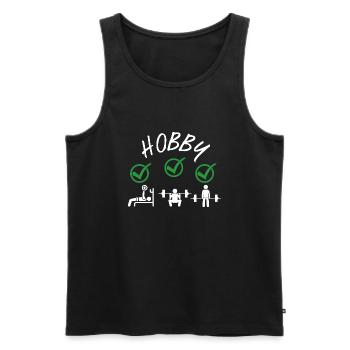 Gym Deadlifts Workout love - ma déroute de fitness de passe-temps - Débardeur bio Premium Homme - noir - Devant - AI Model Male 178 light (178cm)