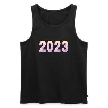 2023 Pastel Purple Pink - Men's Premium Organic Tank Top - black - Front - AI Model Male 178 light (178cm)