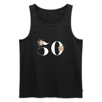 50e anniversaire fleuris (Cadeau de 50 ans) - Débardeur bio Premium Homme - noir - Devant - Michal (187cm)
