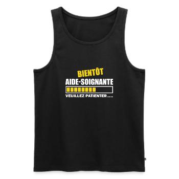 Bientôt aide-soignante / future aide-soignante - Débardeur bio Premium Homme - noir - Devant - AI Model Male 178 light (178cm)