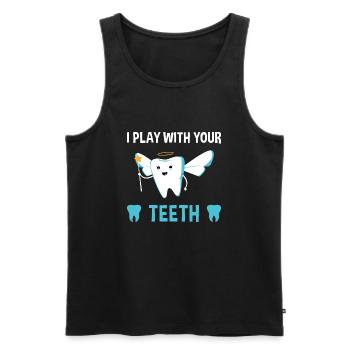 Hygienist I Play With Your Teeth - Men's Premium Organic Tank Top - black - Front - Michal (187cm)