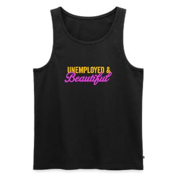 Unemployed and beautiful - Men's Premium Organic Tank Top - black - Front - AI Model Male 178 light (178cm)