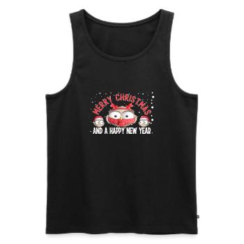 Merry Christmas And a Happy New Year Cute Owls - Männer Premium Bio Tank Top - Schwarz - Vorne - AI Model Male 178 light (178cm)
