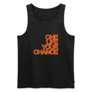 One LIFE your CHANCE 04redKgelb - Men's Premium Organic Tank Top - black - Front - AI Model Male 178 light (178cm)
