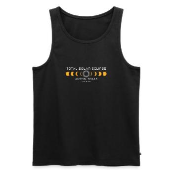 Austin Texas Solar Eclipse 2024 8 avril Souvenir - Débardeur bio Premium Homme - noir - Devant - Michal (187cm)