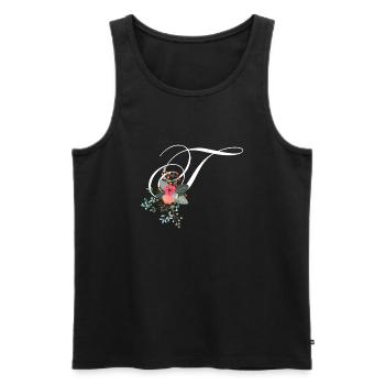 Buchstabe t blumig - Männer Premium Bio Tank Top - Schwarz - Vorne - AI Model Male 178 light (178cm)