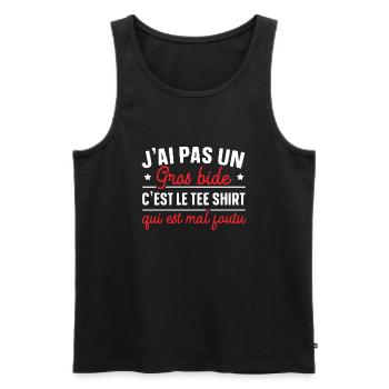 J'ai Pas Un Gros Bide C'est Le Tee Shirt Cadeau - Débardeur bio Premium Homme - noir - Devant - Michal (187cm)