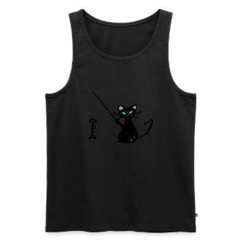 Schwarzer Katzenfischer - Männer Premium Bio Tank Top - Schwarz - Vorne - Michal (187cm)