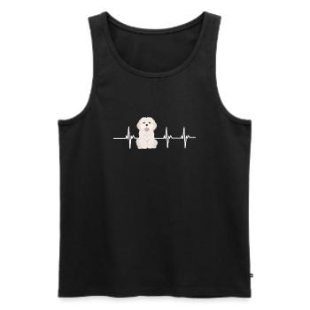 Battement de cœur coton de tulear - Débardeur bio Premium Homme - noir - Devant - AI Model Male 178 light (178cm)
