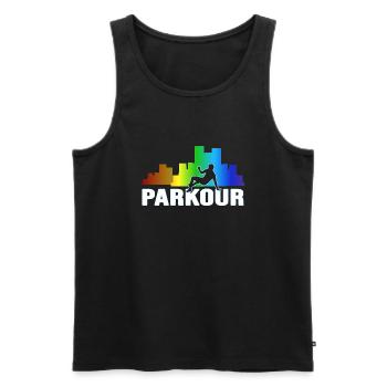 Freerunning Parkour Walljump - Débardeur bio Premium Homme - noir - Devant - AI Model Male 178 light (178cm)