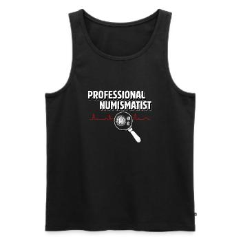 Expert in Coins: The Professional Numismatist - Men's Premium Organic Tank Top - black - Front - AI Model Male 178 light (178cm)
