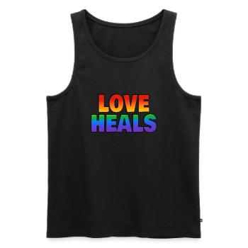 Liebe heilt LGBTQ-Regenbogen - Männer Premium Bio Tank Top - Schwarz - Vorne - Michal (187cm)