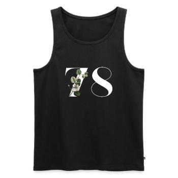 Nummer 78 Blumengrün - 78. Blumengeburtstag - Männer Premium Bio Tank Top - Schwarz - Vorne - AI Model Male 178 light (178cm)